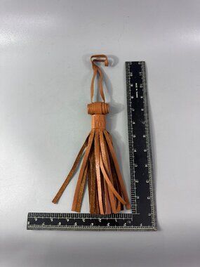 Feed Brown Leather Large Tassel Hanging Charm